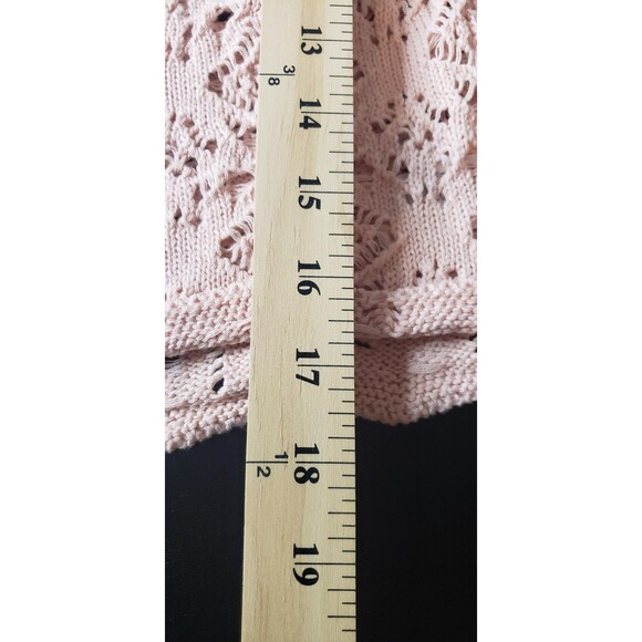 Double Zero Tank Top L Pink Crochet Knit Crop Cami 100% Cotton Dainty Coquette - Picture 7 of 7